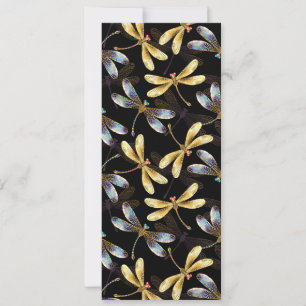 Naadloos patroon met gouden libellen aankondiging