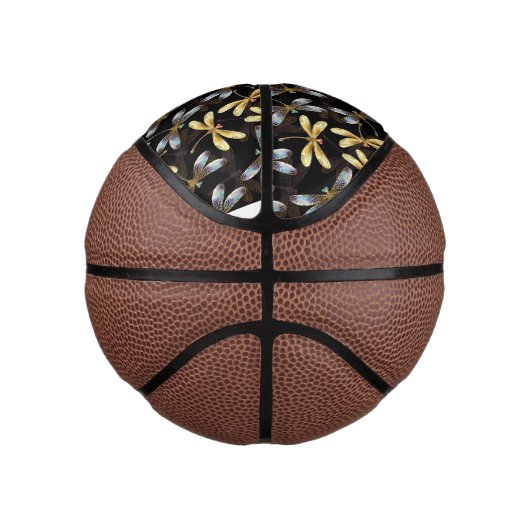 Naadloos patroon met gouden libellen basketbal (Rechts)