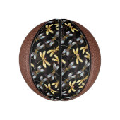 Naadloos patroon met gouden libellen basketbal (Verticaal)