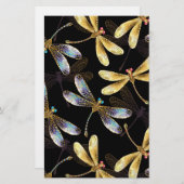 Naadloos patroon met gouden libellen briefpapier (Voorkant / Achterkant)