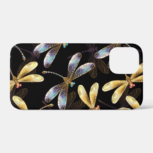 Naadloos patroon met gouden libellen Case-Mate iPhone case (Achterkant (horizontaal))