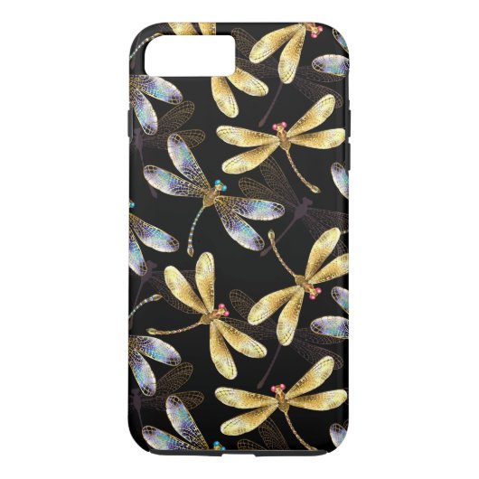 Naadloos patroon met gouden libellen Case-Mate iPhone case (Achterkant)