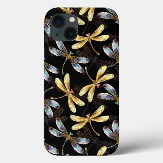 Naadloos patroon met gouden libellen Case-Mate iPhone case (Achterkant)