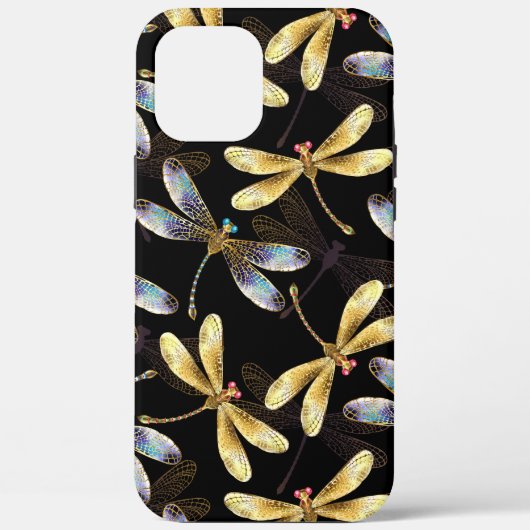 Naadloos patroon met gouden libellen Case-Mate iPhone case (Achterkant)