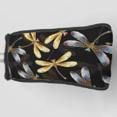 Naadloos patroon met gouden libellen golfheadcover (Voorkant)