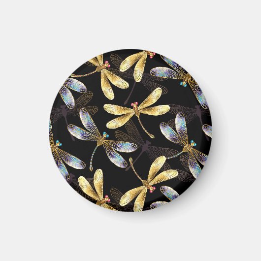 Naadloos patroon met gouden libellen magneet (Voorkant)