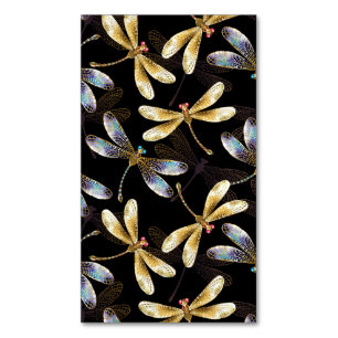 Naadloos patroon met gouden libellen magnetisch visitekaartje