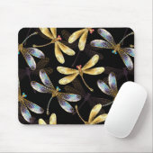 Naadloos patroon met gouden libellen muismat (Met muis)