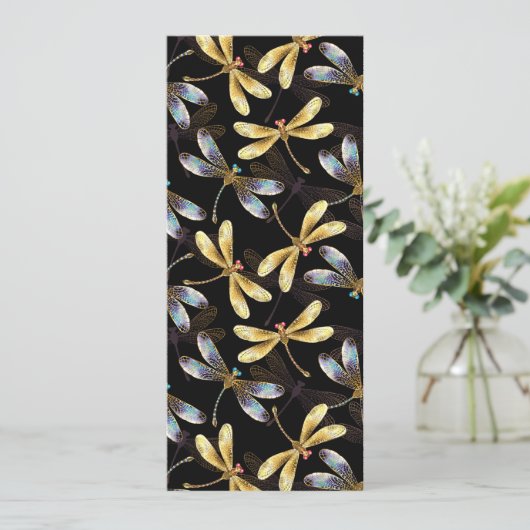 Naadloos patroon met gouden libellen programma (Staand voorkant)