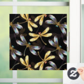 Naadloos patroon met gouden libellen raamsticker (Huis)