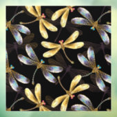 Naadloos patroon met gouden libellen raamsticker (Vel 3)