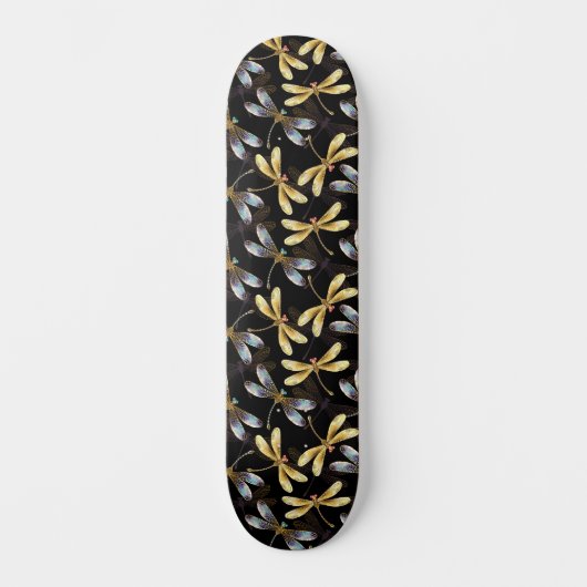 Naadloos patroon met gouden libellen skateboard (Voorkant)
