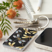 Naadloos patroon met gouden libellen sleutelhanger (Voorkant Rechts)
