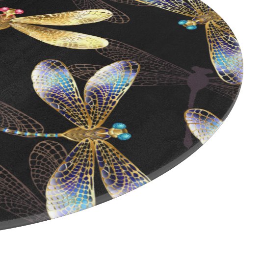 Naadloos patroon met gouden libellen snijplank (Hoek)