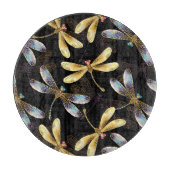 Naadloos patroon met gouden libellen snijplank (Voorkant)