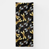 Naadloos patroon met gouden libellen spandoek (Verticaal)