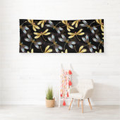 Naadloos patroon met gouden libellen spandoek (Insitu)