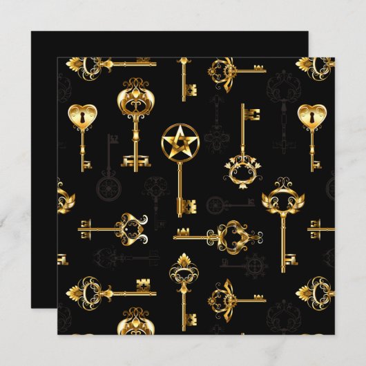 Naadloos patroon met gouden sleutels aankondiging (Voorkant / Achterkant)
