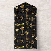 Naadloos patroon met gouden sleutels all in one uitnodiging (Binnen)