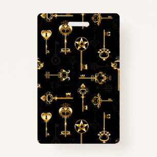 Naadloos patroon met gouden sleutels badge