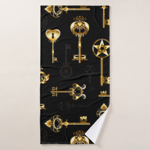 Naadloos patroon met gouden sleutels badhanddoek