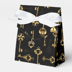 Naadloos patroon met gouden sleutels bedankdoosjes