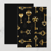 Naadloos patroon met gouden sleutels bedankkaart (Voorkant / Achterkant)