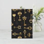 Naadloos patroon met gouden sleutels bedankkaart (Staand voorkant)