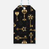 Naadloos patroon met gouden sleutels cadeaulabel (Achterkant)