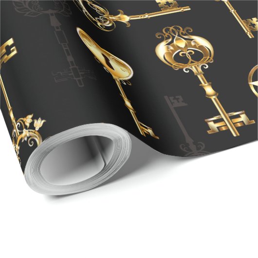 Naadloos patroon met gouden sleutels cadeaupapier (Rol Hoek)