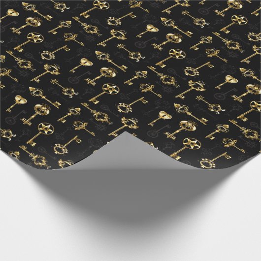 Naadloos patroon met gouden sleutels cadeaupapier (Hoek)