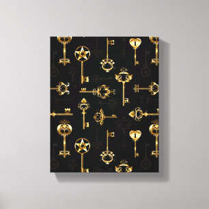 Naadloos patroon met gouden sleutels canvas afdruk