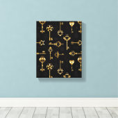 Naadloos patroon met gouden sleutels canvas afdruk (Insitu (Houten vloer))
