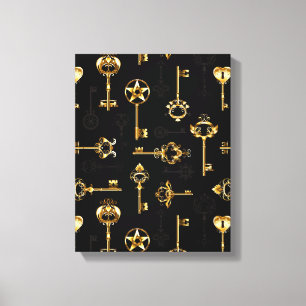 Naadloos patroon met gouden sleutels canvas afdruk