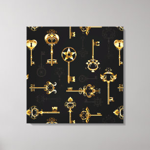 Naadloos patroon met gouden sleutels canvas afdruk