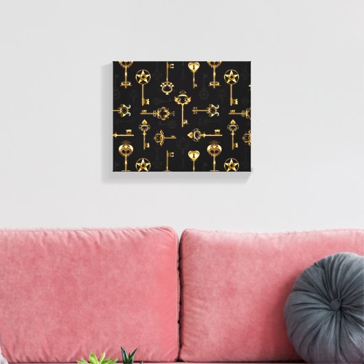 Naadloos patroon met gouden sleutels canvas afdruk (Insitu (Woonkamer))