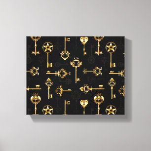 Naadloos patroon met gouden sleutels canvas afdruk
