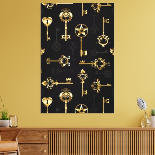 Naadloos patroon met gouden sleutels canvas afdruk (Insitu (Woonkamer))
