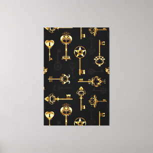Naadloos patroon met gouden sleutels canvas afdruk