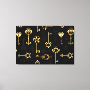 Naadloos patroon met gouden sleutels canvas afdruk