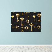 Naadloos patroon met gouden sleutels canvas afdruk (Insitu (Houten vloer))