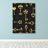 Naadloos patroon met gouden sleutels canvas afdruk (Insitu (Houten vloer))