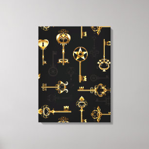 Naadloos patroon met gouden sleutels canvas afdruk