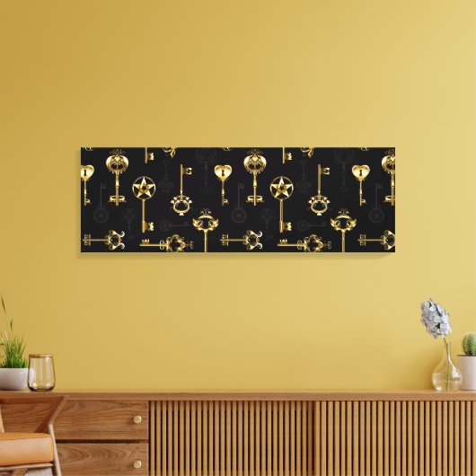 Naadloos patroon met gouden sleutels canvas afdruk (Insitu (Woonkamer))