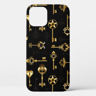 Naadloos patroon met gouden sleutels iPhone 12 pro hoesje