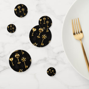 Naadloos patroon met gouden sleutels confetti