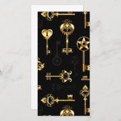 Naadloos patroon met gouden sleutels feestdagenkaart (Voorkant / Achterkant)