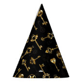 Naadloos patroon met gouden sleutels feesthoedjes (Links)