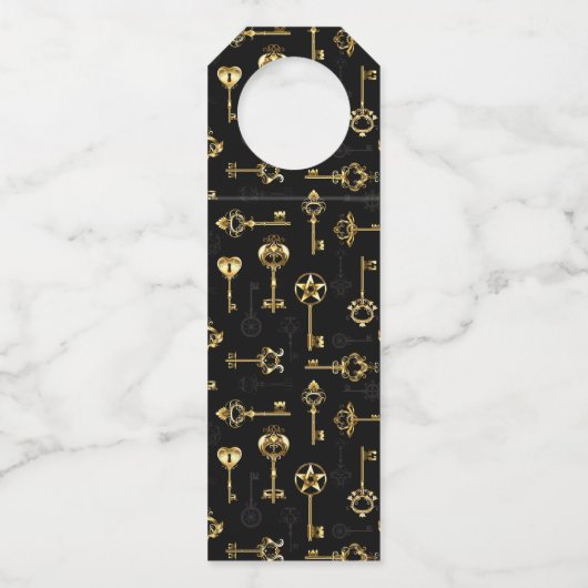 Naadloos patroon met gouden sleutels flessenhanger (Voorkant)