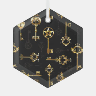 Naadloos patroon met gouden sleutels glas ornament